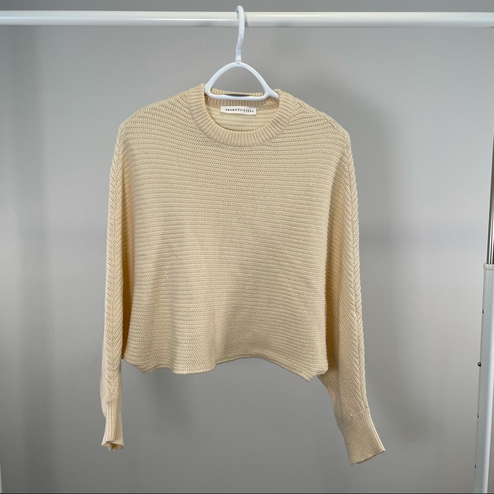 Beige knit sweater from M boutique with baggy sleeves